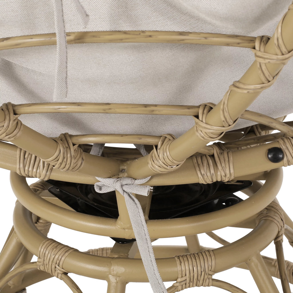 Papasan Swivel Chair Cushion Light Brown and Beige X81903
