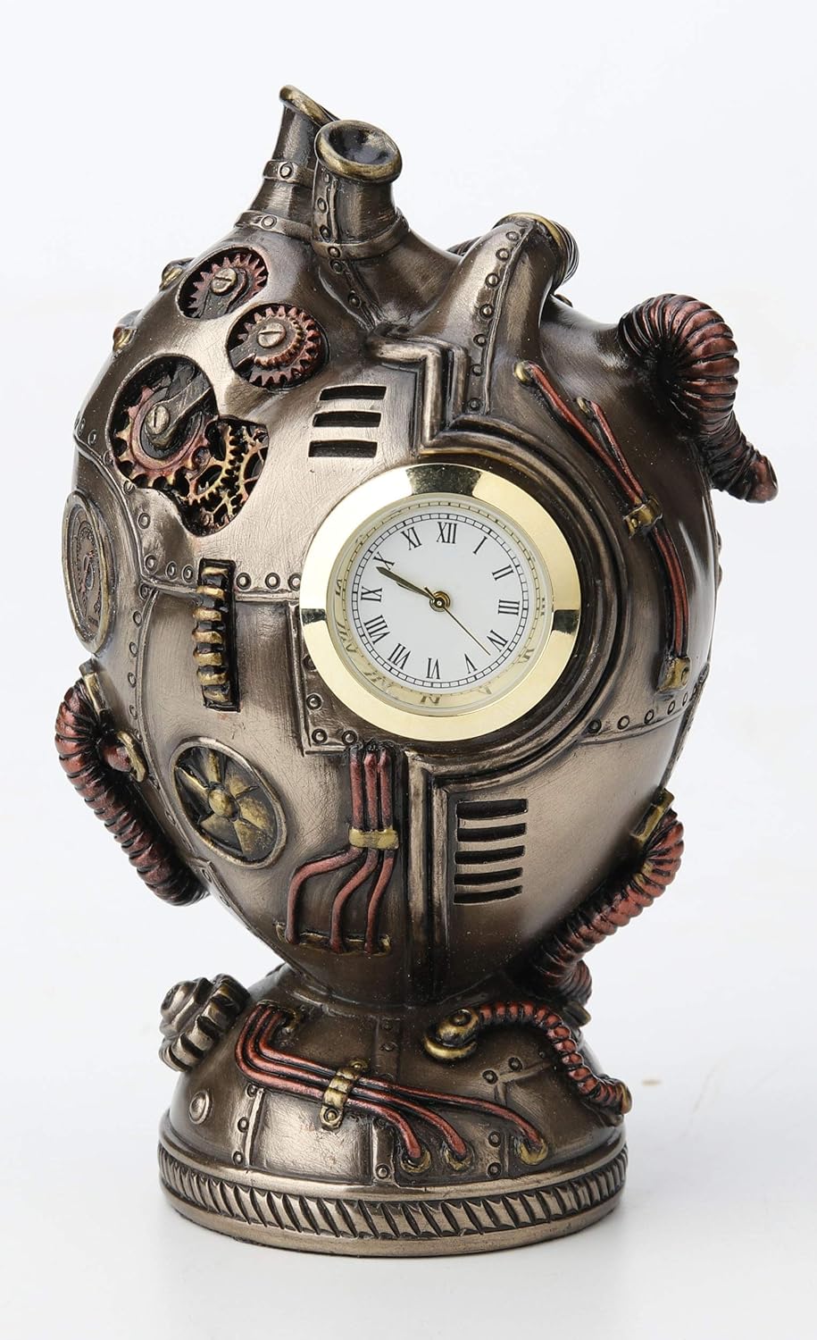 4 1/2 Inch Steampunk Heart Clock Cold Cast Resin Statue K604