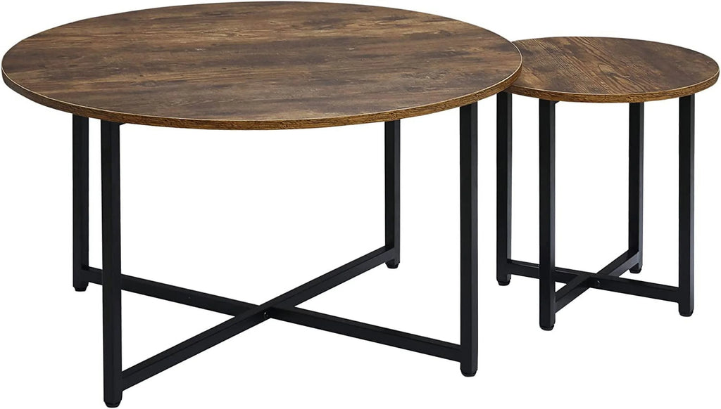 Set of 2 Round Coffee Table with Metal Frame M316