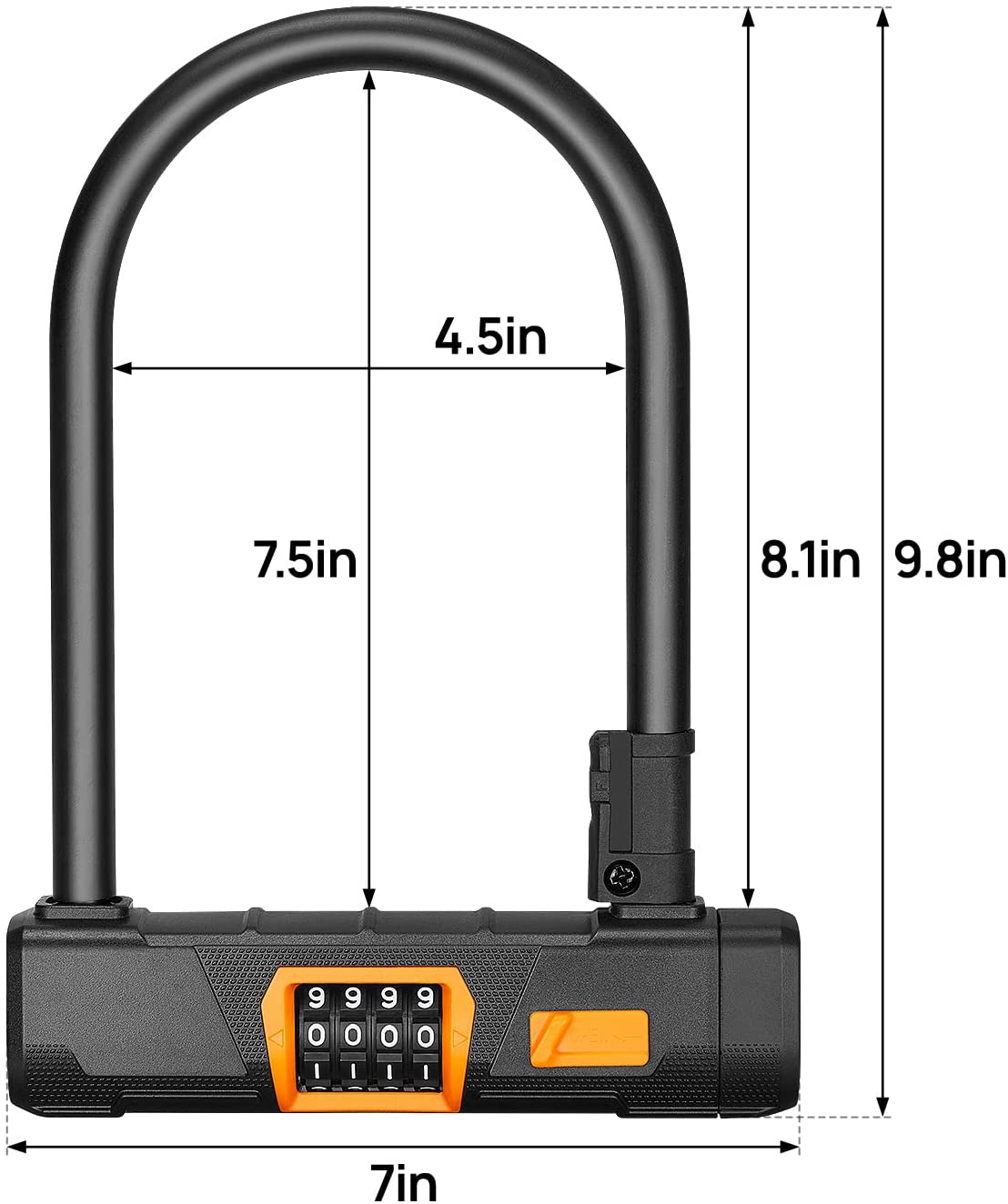 14.6mm Bike U Lock with 1800mm Steel Chain Cable and Mount Holder, 2 Pack W7377