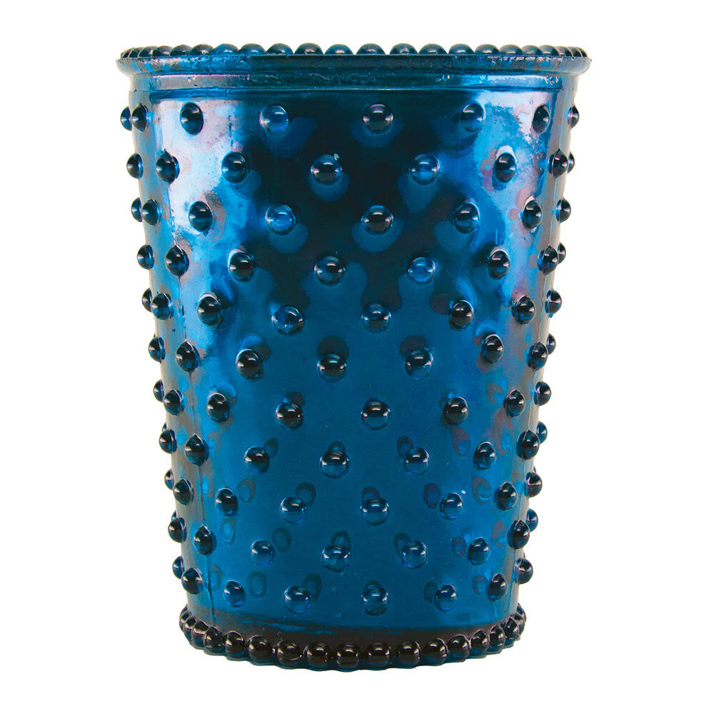 Hobnail Glass Candle Chrome Blue Winter Frost G7458