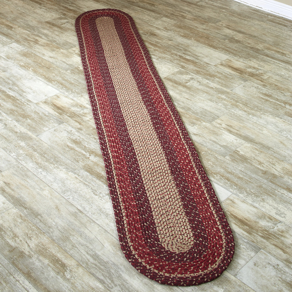 Burgundy Braided Runner Rug Z589