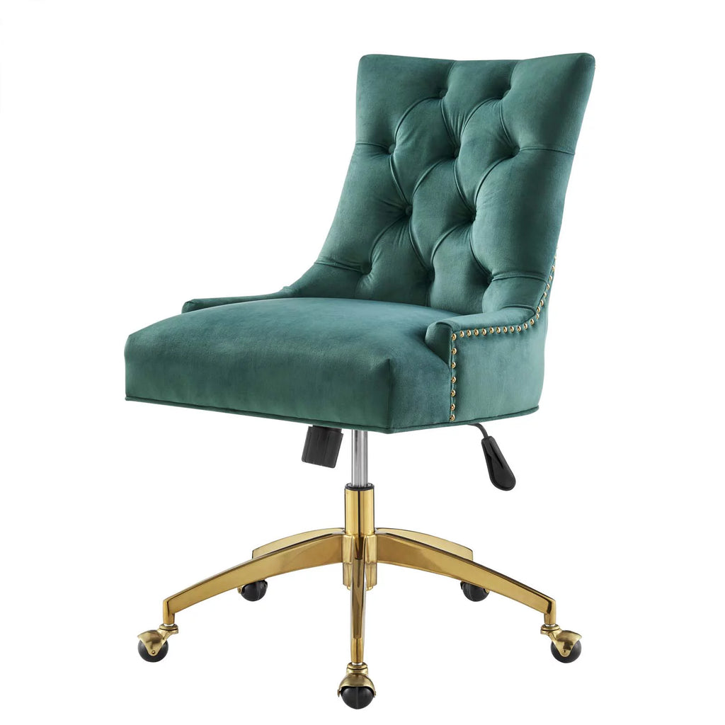 Velvet Gold Teal Blue Tufted Chair W515