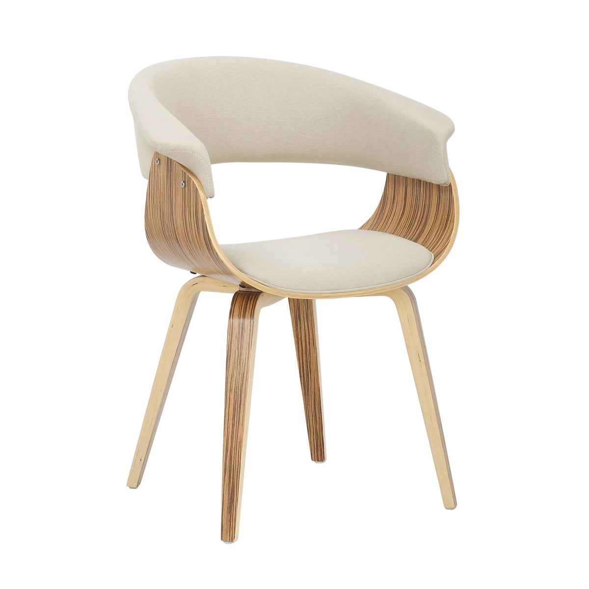 Cream Fabric Zebra Wood Dining Accent Chair Z431626