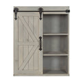 Rustic Gray Wood Wall Storage Cabinet with Sliding Barn Door K179571