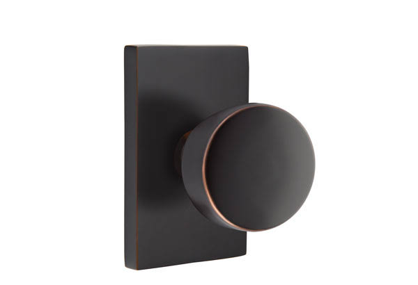 Passage Knob with Modern Rectangular Rose Finish: Oil Rubbed Bronze Z6720
