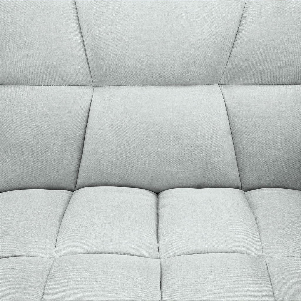 Gray Linen Convertible Futon with 2 Pillows Y751628