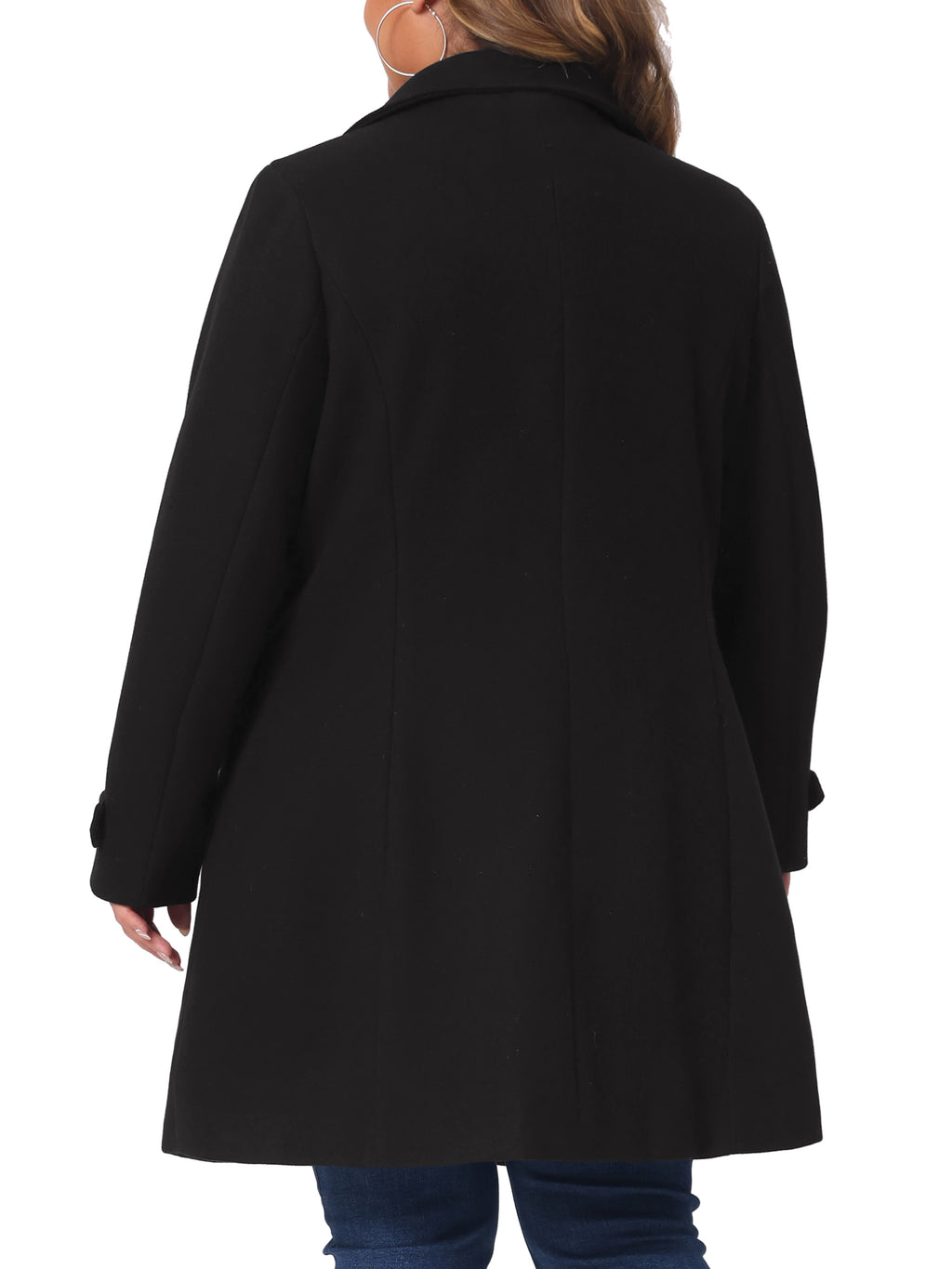 Plus Size Turndown Collar Long Coat H62026