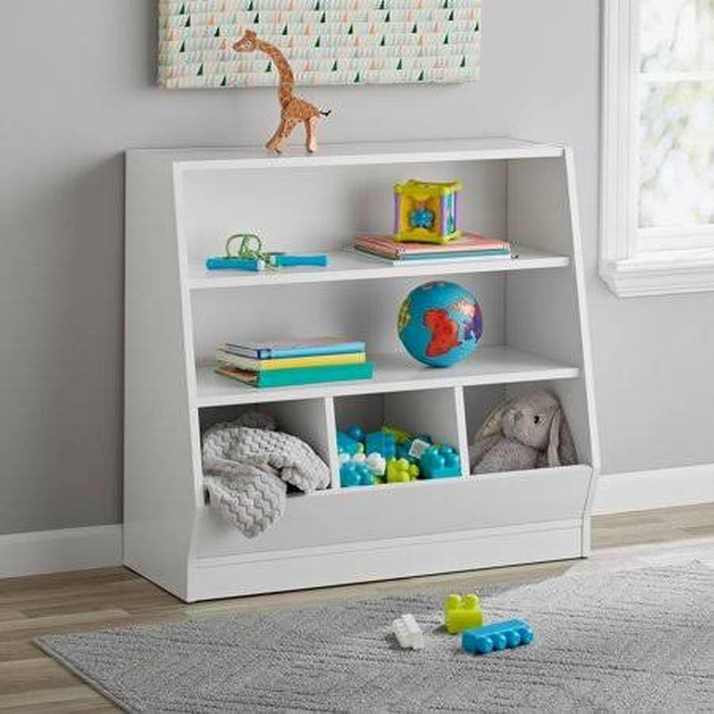 White Kids Bin Storage and Book Case Z44356