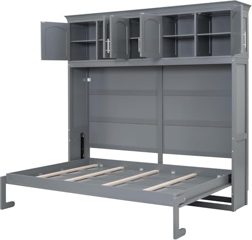 Queen Grey Wood Murphy Bed with Storage R41000