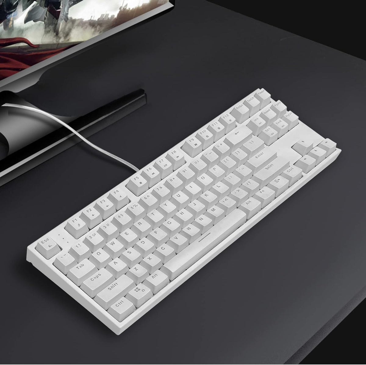 White 87 Keys Wired Mechanical Gaming Keyboard L357