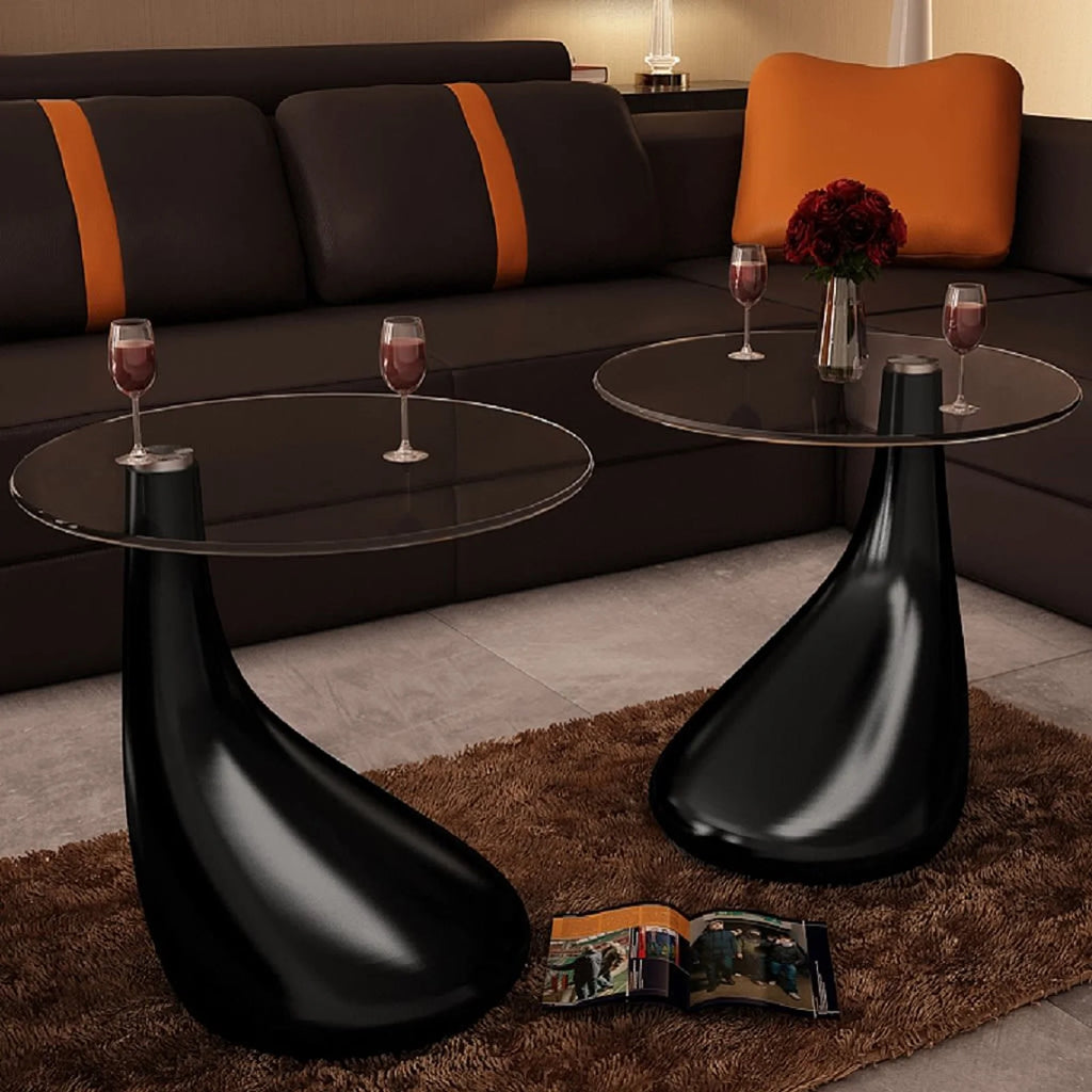 Set of 2 Round Glass Top Coffee Table K88667