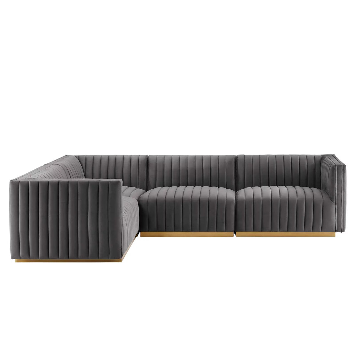 Gold Gray Velvet 4-Piece Sectional G294