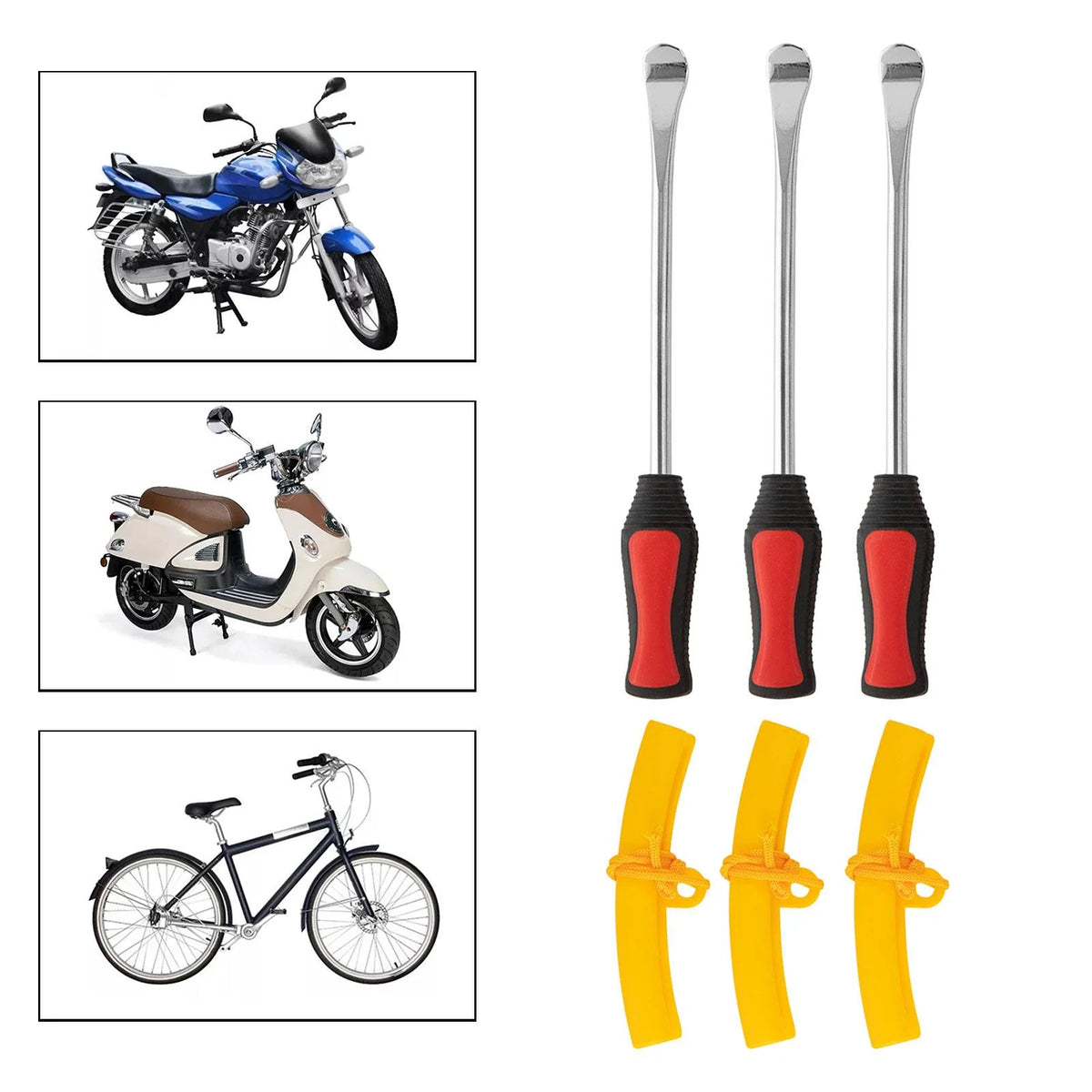 Yellow 3Pcs Tire Spoon Lever Repair Tool Y54350