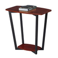 Cherry Wood and Black Metal End Table B33457