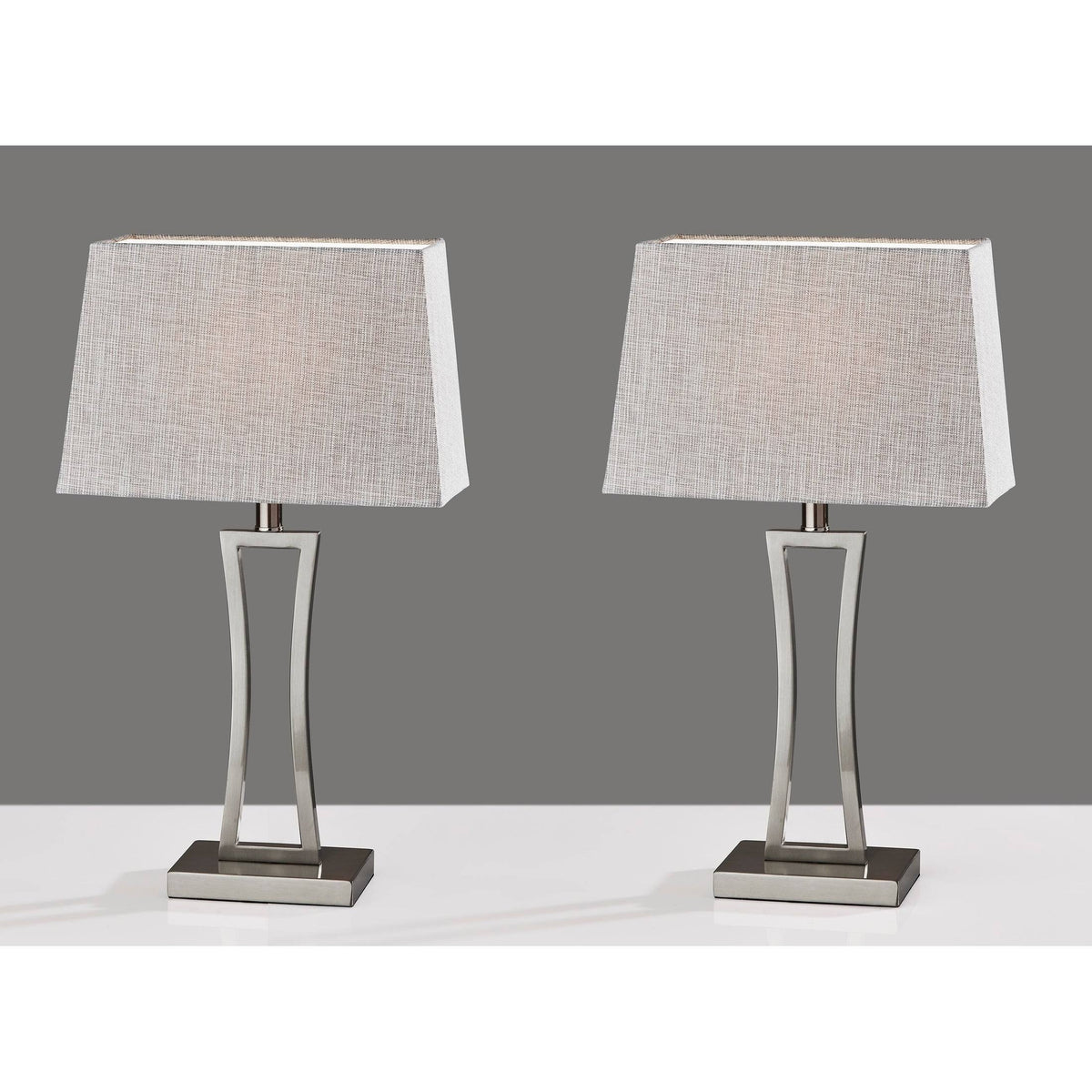 Brushed Steel Table Lamp, 2 Piece D655