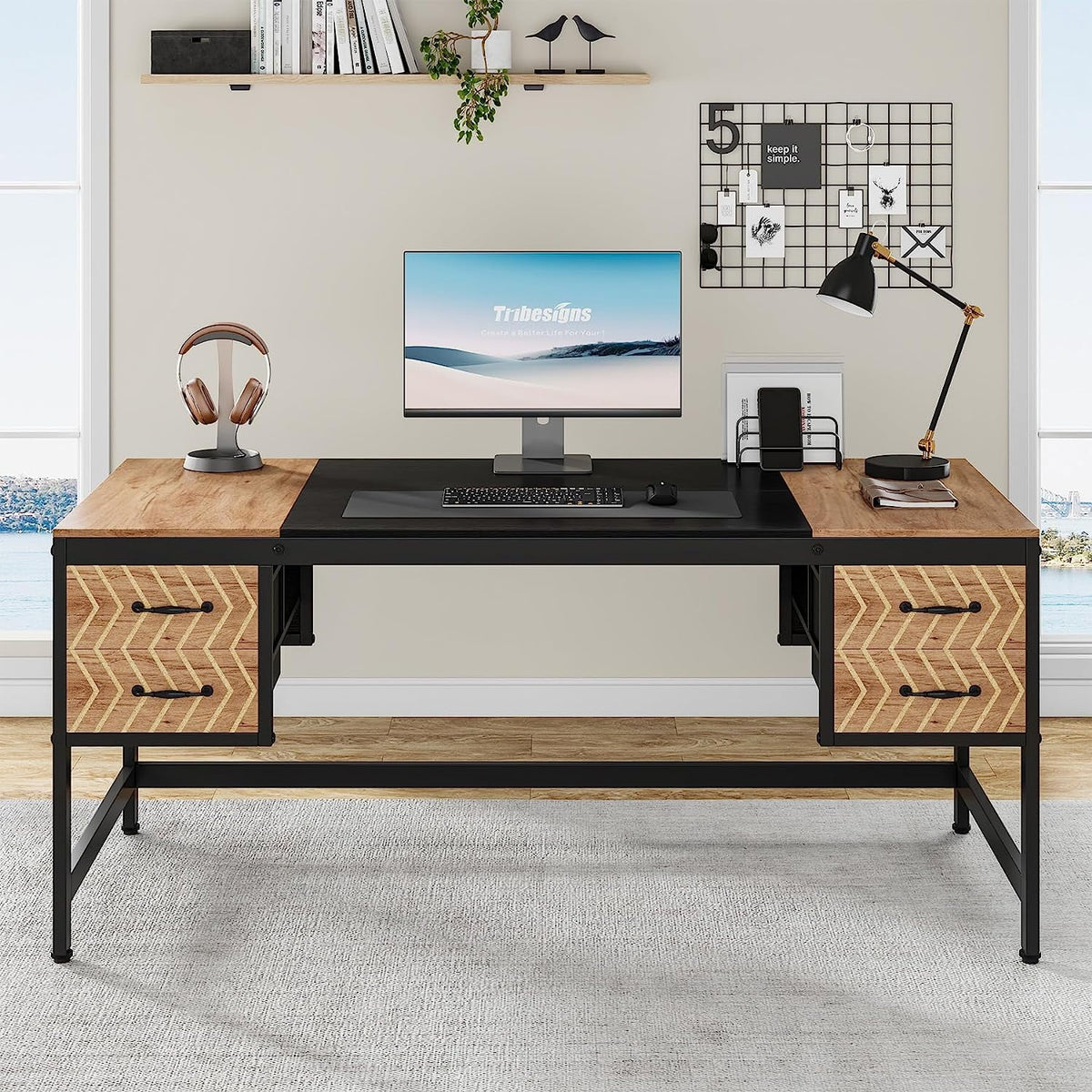 63 inch Computer Desk with 4 Drawers L587667