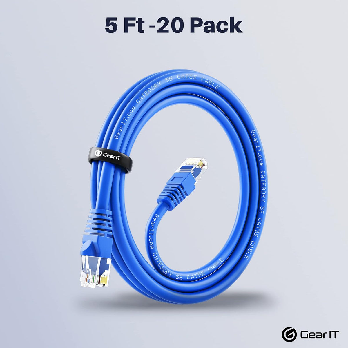 20-Pack Cat5e Ethernet Patch Cable 5 Feet Blue J8273