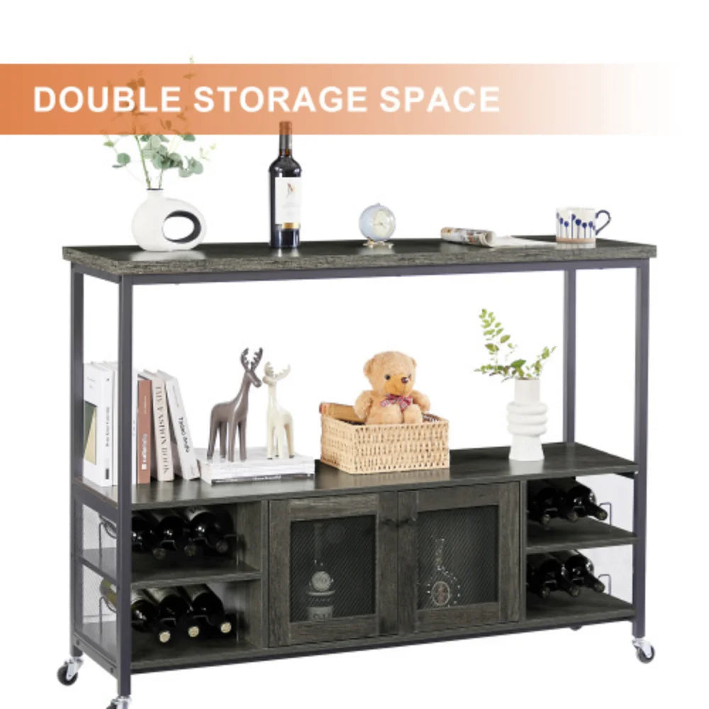 Dark Grey Wine Shelf Table U78473