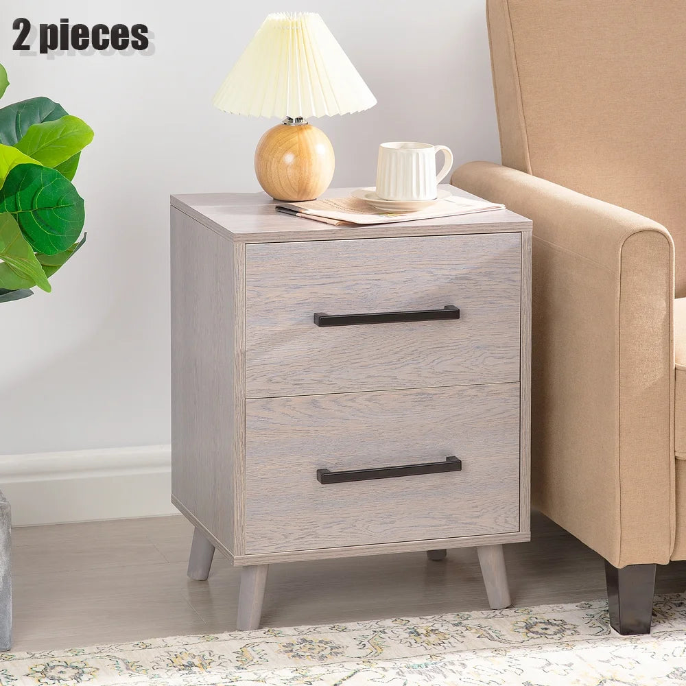 Set of 2 Wooden 2 Drawer Nightstand O8171