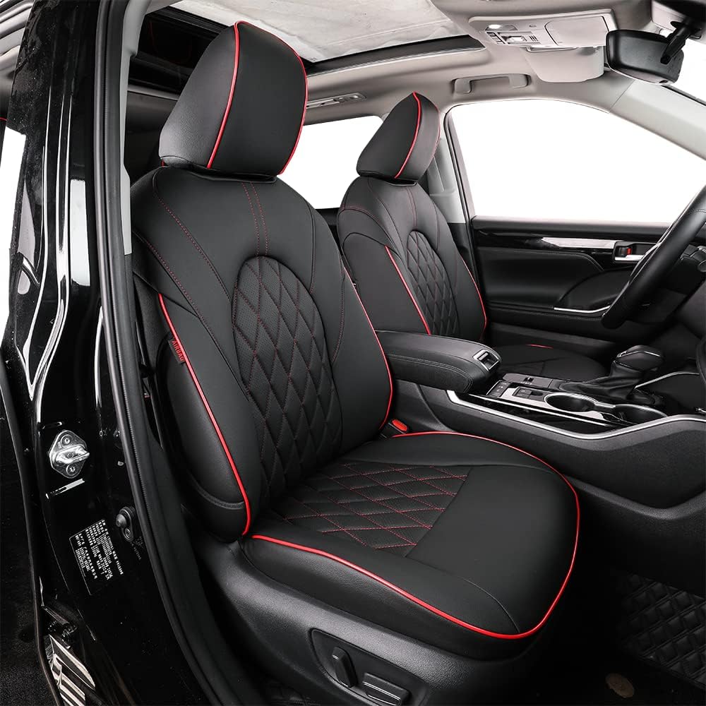 Beige Leatherette Car Seat Covers for Select Toyota Highlander 2014-2019 G86756