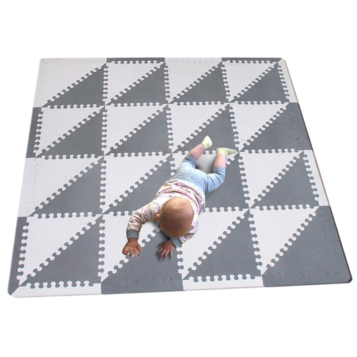 Grey White Triangle Foam Play Mat S1804