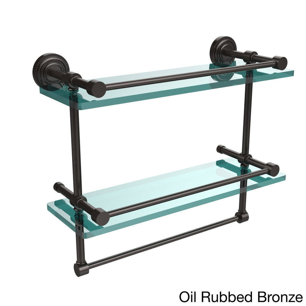 Polished Chrome Double Glass Shelf with Towel Bar Q552043