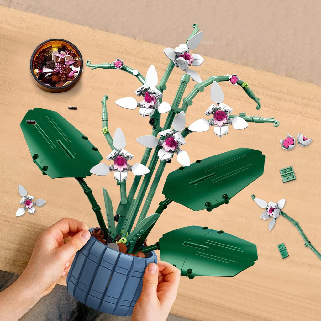 White Butterfly Orchid Building Block Set V664058