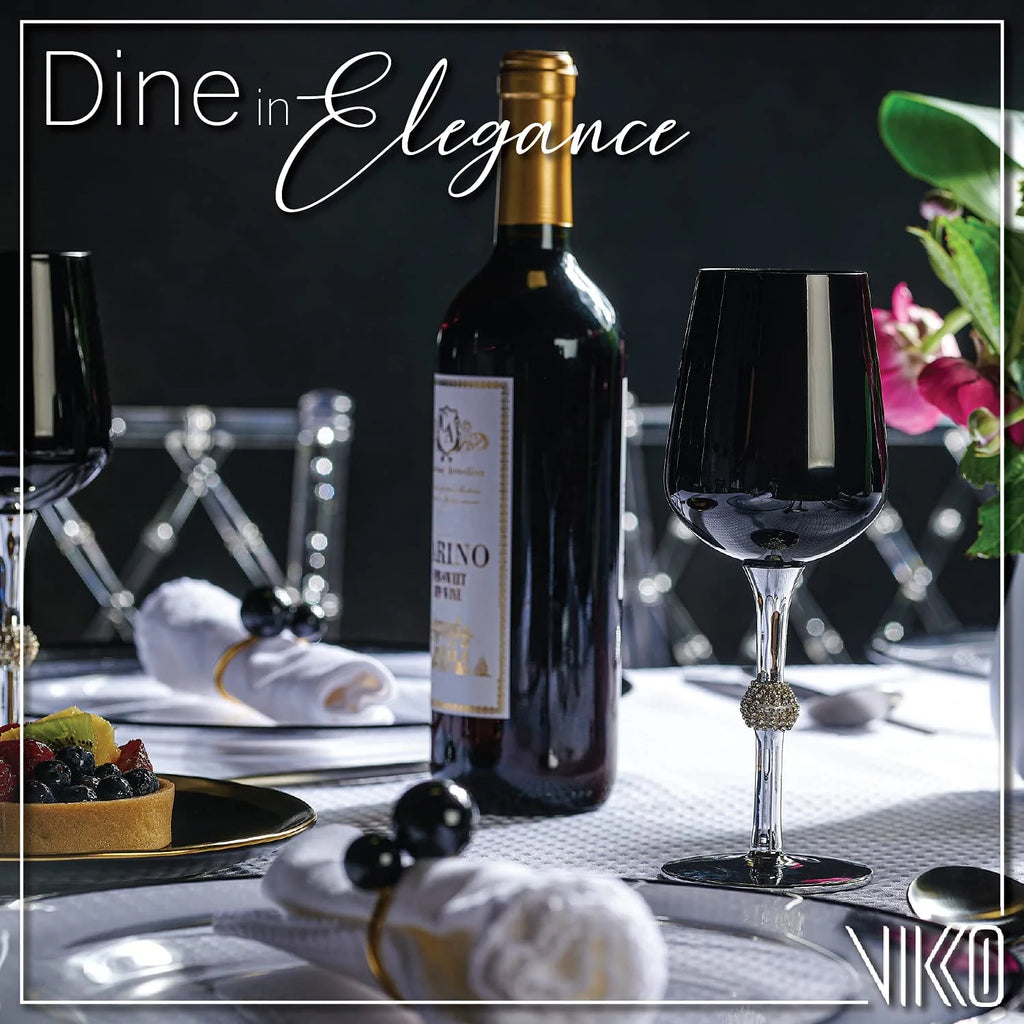 Black Silver Wine Glasses Set Of Twelve F45210