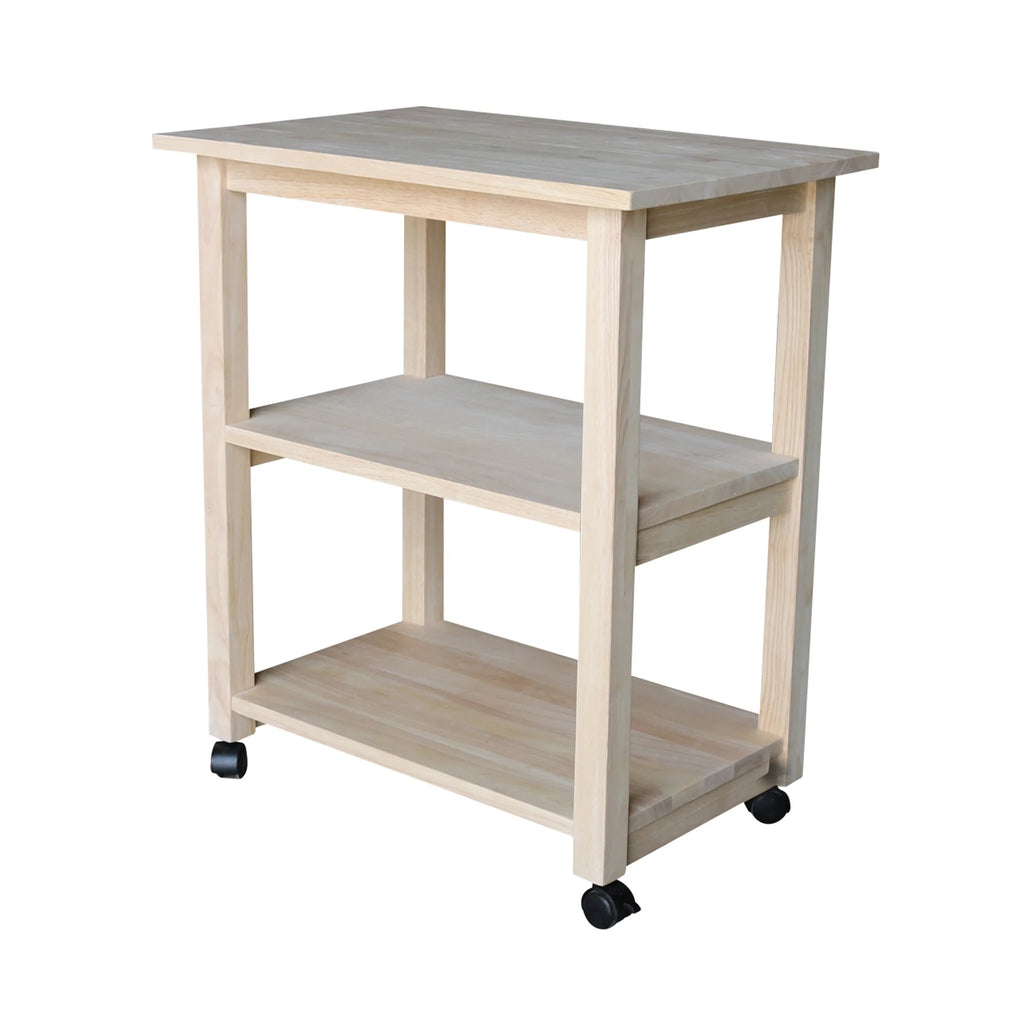 Unfinished Wood Microwave Kitchen Cart K2827