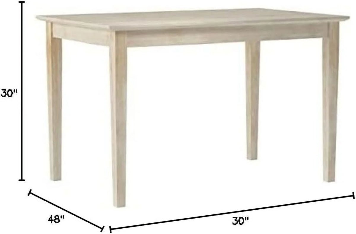 Solid Wood Table Top with Shaker Legs, 30 Inch, Unfinished Z822534