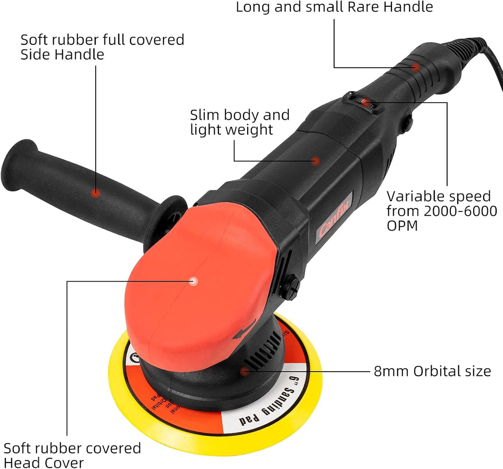 Dual Action Orbital Car Polisher with 5" and 6" Pads Pack of 2 R432545