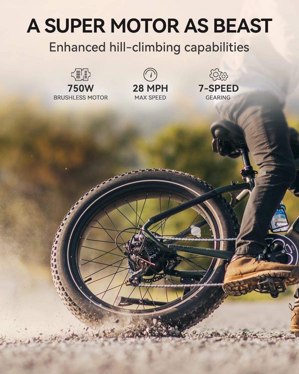 Electric Bike 750W Fat Tire 48V 18Ah Removable Battery 26'' Wheel S31955