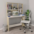 White and Sonoma Oak Engineered Wood Desk with Shelves Q898