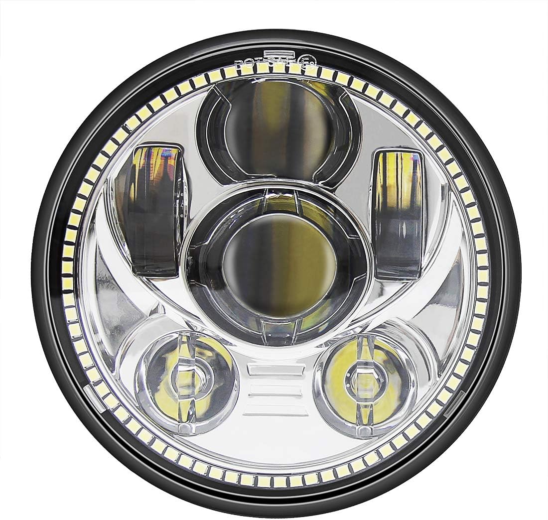 5.75 inch LED Headlight with Halo DRL Black Pack of 2 Z137