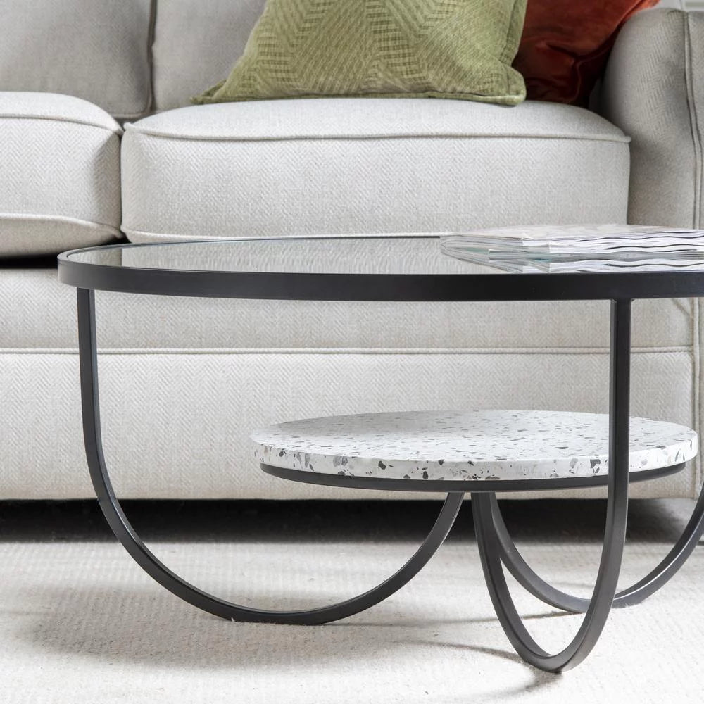 Black Metal Terrazzo Coffee Table X39449