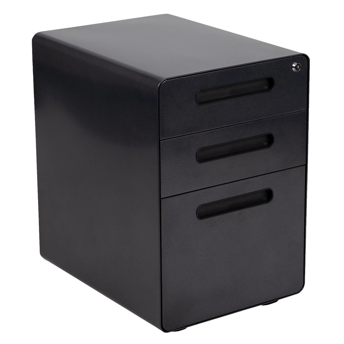 Black Computer Desk, Ergonomic Mesh Office Chair and Locking Mobile Filing Cabinet C2996