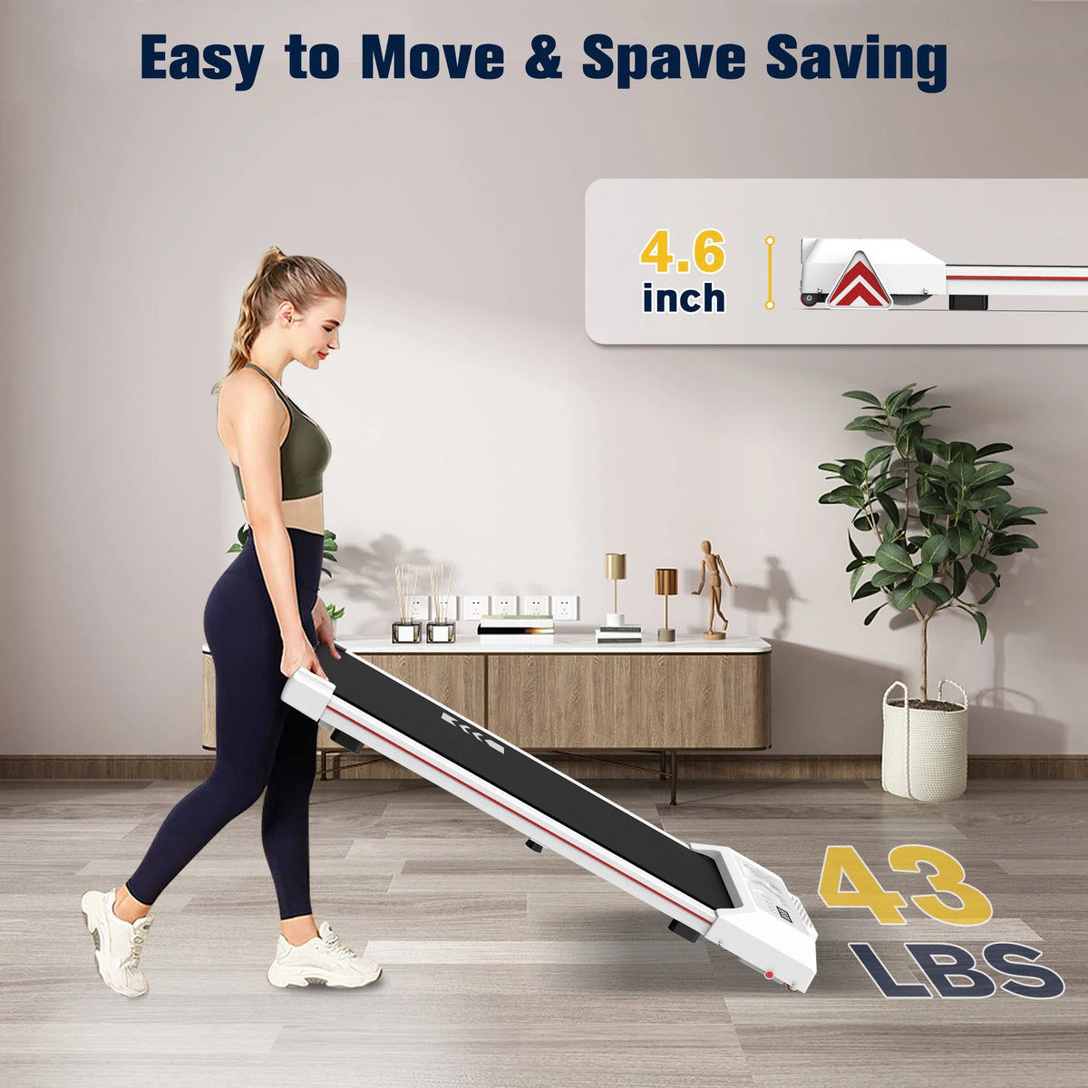 Black Portable Under Desk Treadmill W9253