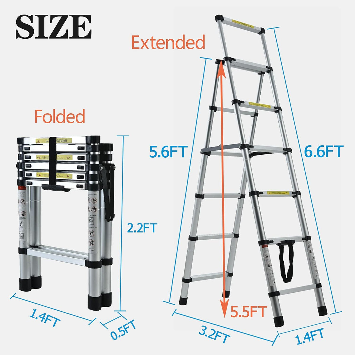 A-Frame Aluminum Telescoping Folding Ladder 330lb Capacity V793340