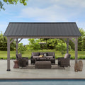 Cedar Framed Gazebo with Matte-Black Steel Gable Roof Hardtop M757416