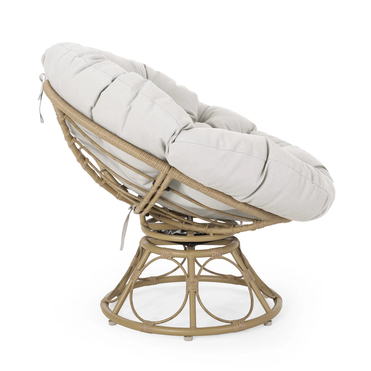 Papasan Swivel Chair Cushion Light Brown and Beige X81903